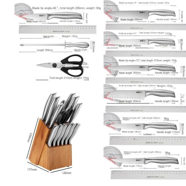 Stainless Steel 15 Piece Hollow Handle Knife Set Wholesale - Image 2