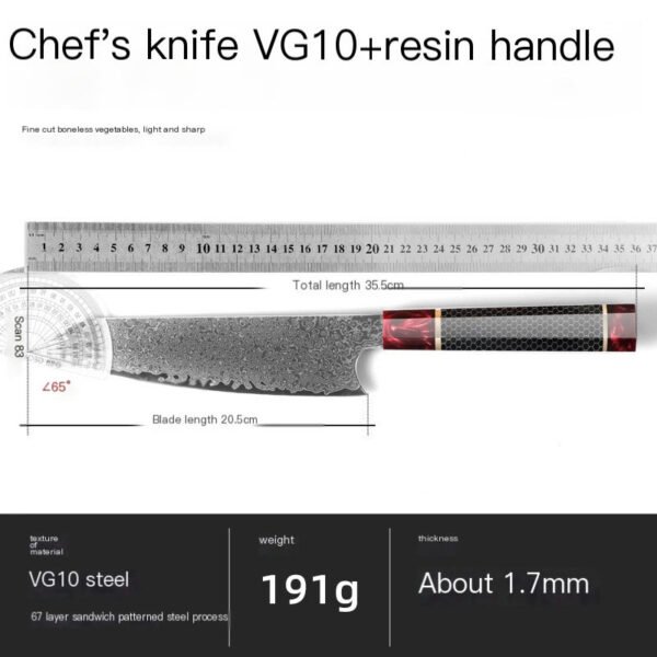 8 inch Damascus steel chef knife custom factory - Image 2
